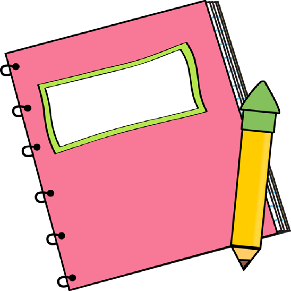 Paper Back School Clipart Pink - Clip Art Notebook And Pencil (1024x1024)