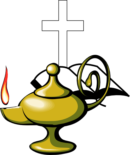 Lamp With Bible And Cross Clip Art - Biblical Oil Lamp Clipart (498x596)