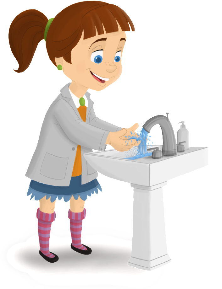 How To Wash Your Hands The Right Way - Girl Washing Hands Clipart (874x1024)