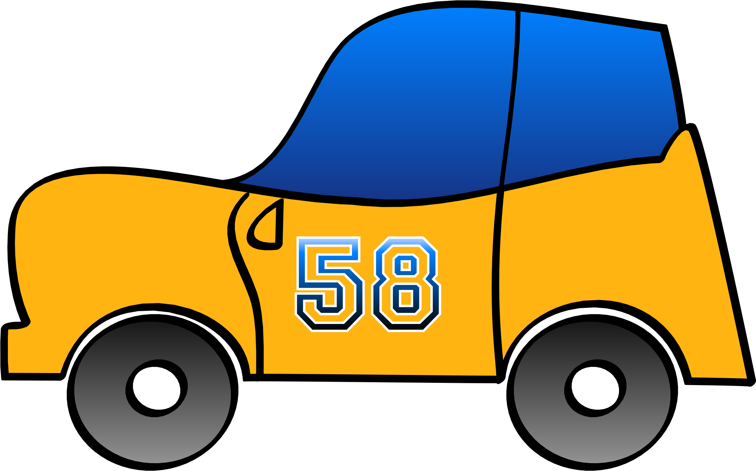 Clipart 2d Yellow Fun Car - Cartoon Car 2d Png - (2400x1578) Png Clipart Do...