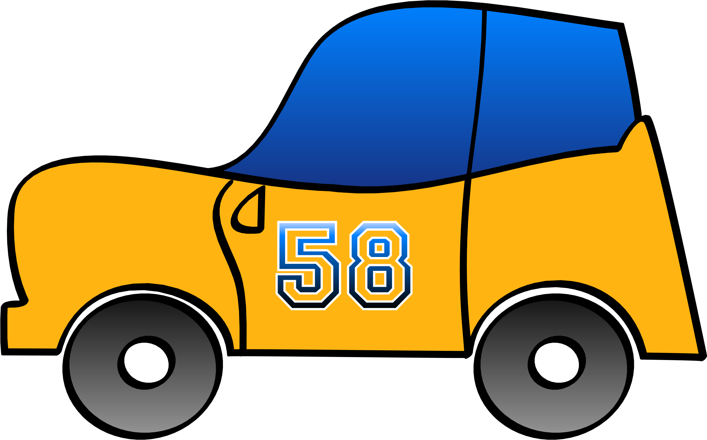 Clipart 2d Yellow Fun Car - Cartoon Car 2d Png (2400x1578)