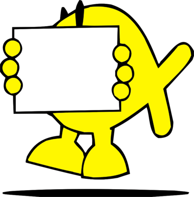 Fish Holding Sign Clip Art - Holding Up Sign Png (394x400)