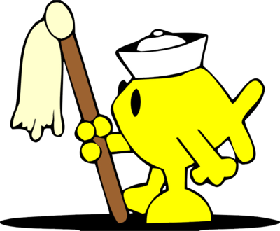 Christian Fish With Mop - Clip Art (400x330)