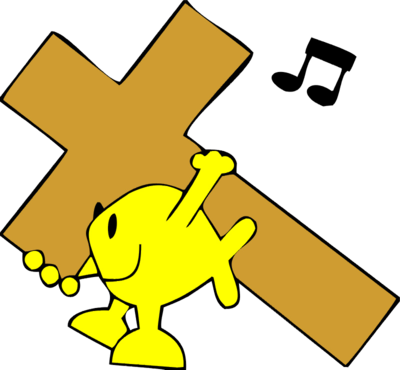 Christian Fish Carrying Cross - 三角形 (400x370)