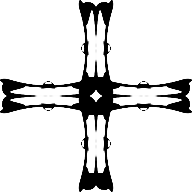 Cross, Church, Silhouette - Ornamen Salib Hitam Putih (640x640)