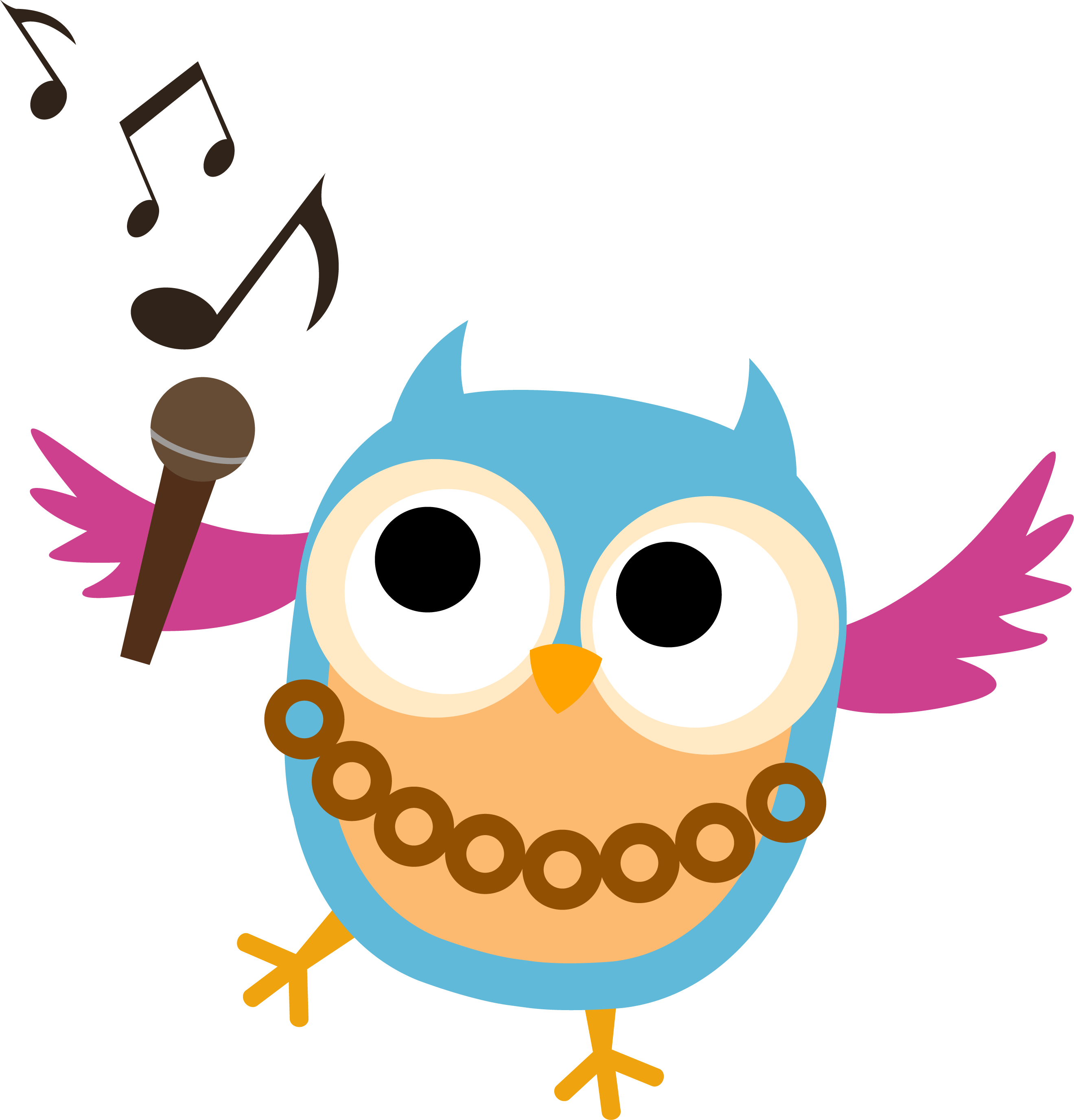 Choir Club - Owl Singing Clip Art (2639x2752)