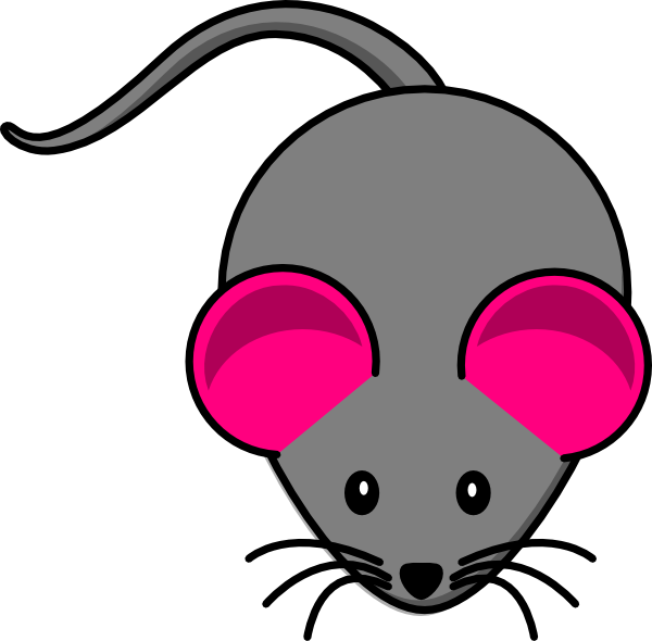 Pink Ear Gray Mouse Clip Art - Cartoon Mouse (600x590)