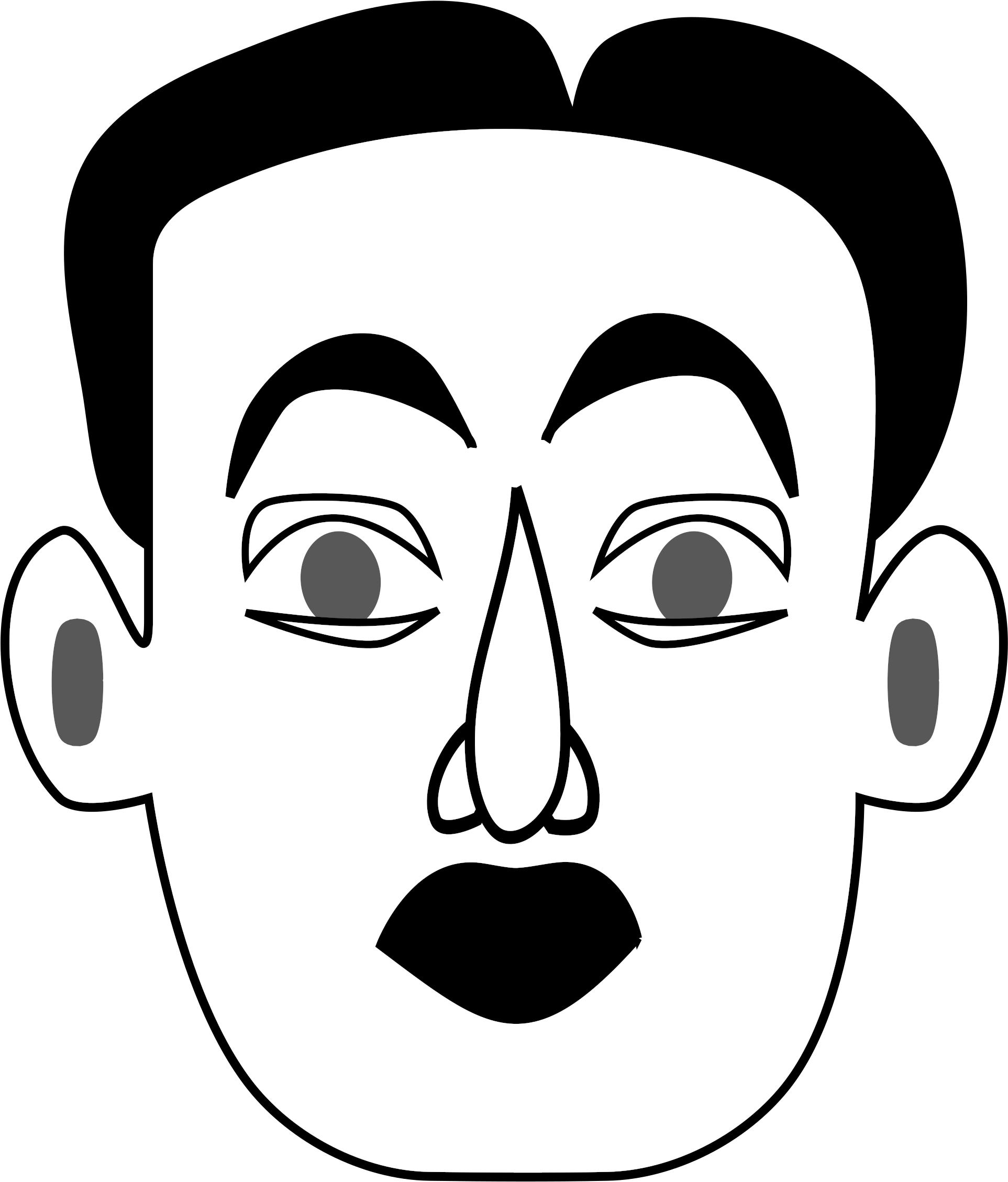 Surprised - Black And White Sad Man Clipart (1924x2400)