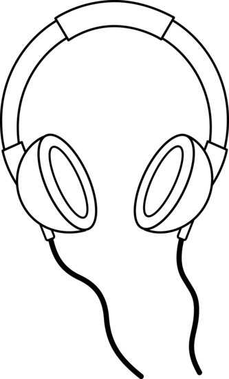 Headphone Clipart Black And White - Headphones Black And White Clip Art (333x550)