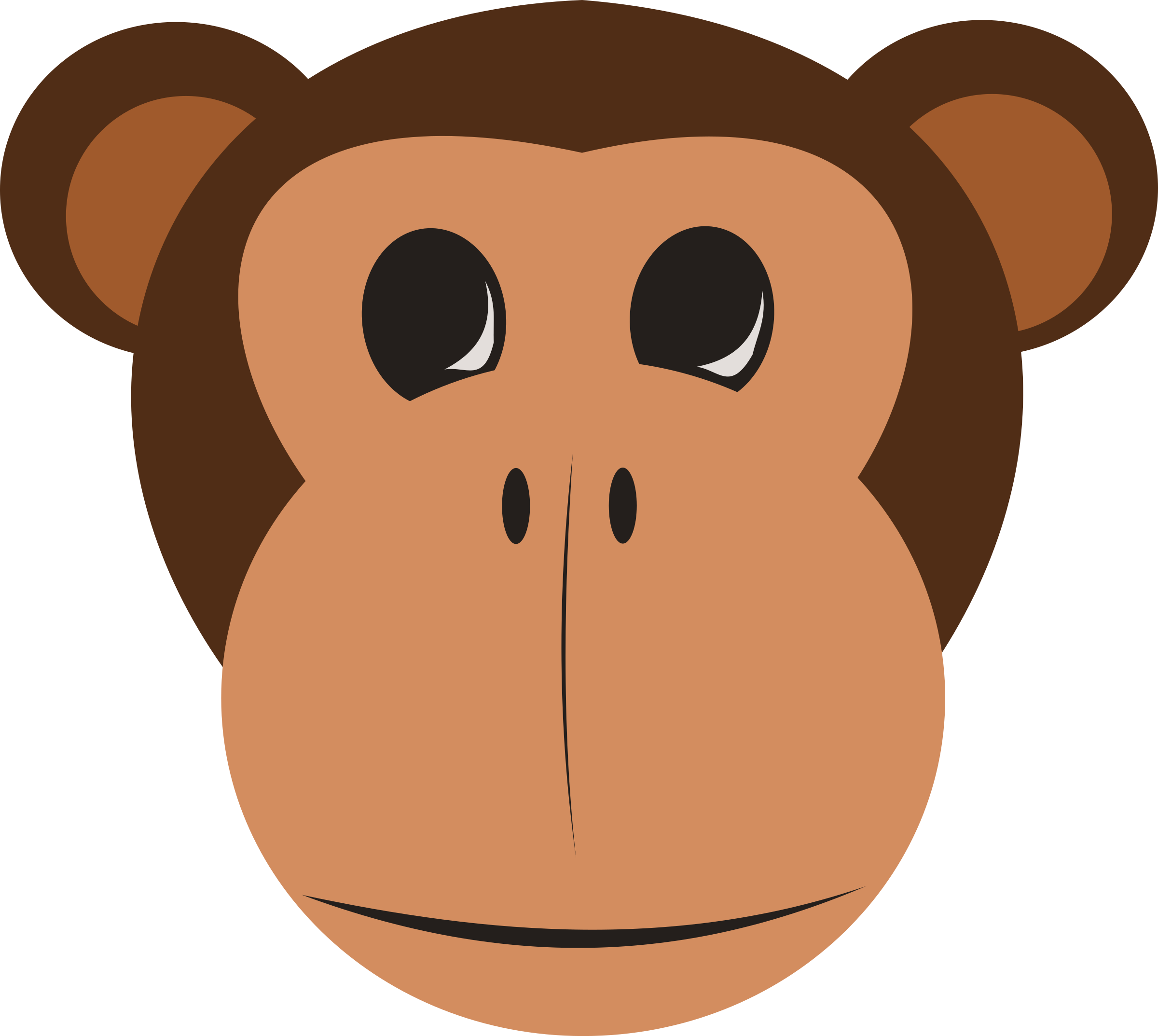 Illustration Of A Cartoon Monkey - Monkey Face Clipart (2400x2147)
