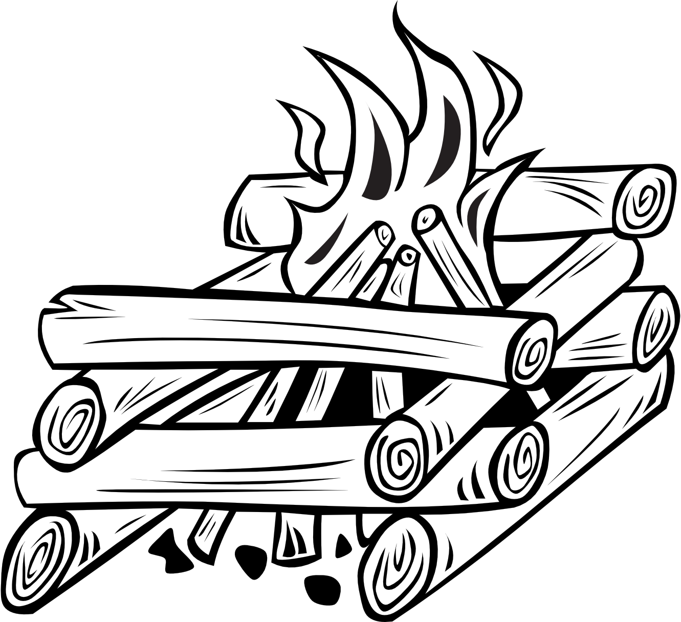 Drawn Camp Fire Clipart - Campfire Clip Art (1331x1216)