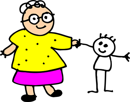 Grandma Kid Child Grandmother Senior Grand - Grandmother Png (436x340)