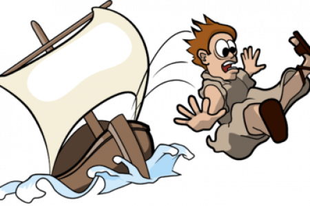 Christian Clip Art For The Story Of Jonah - Jonah In The Boat (450x300)