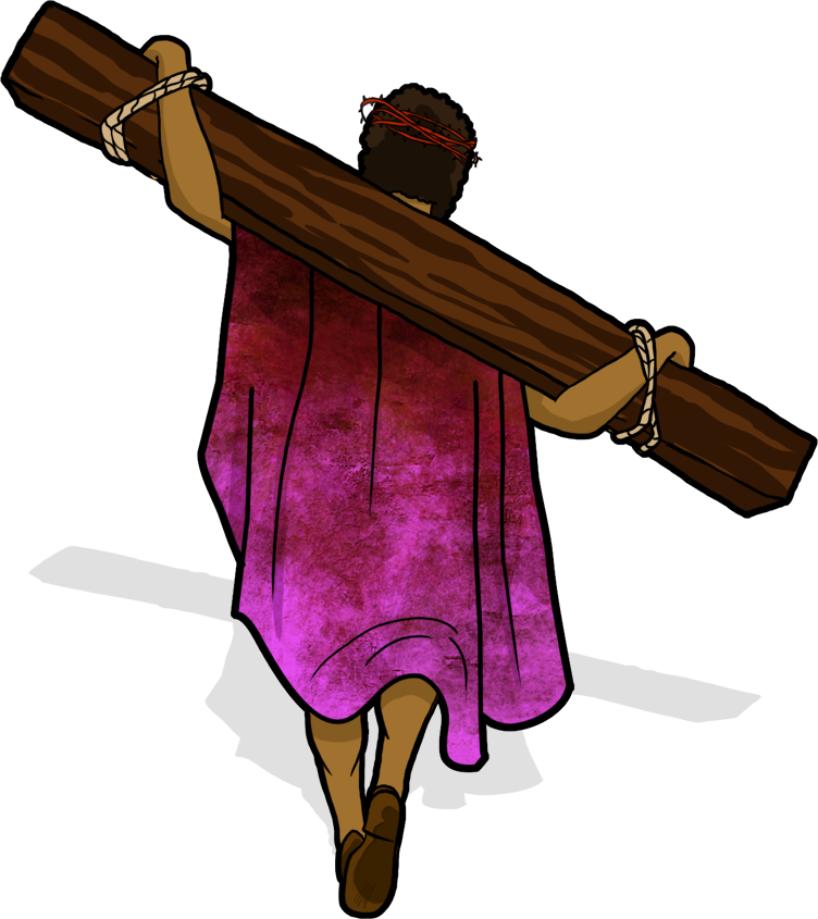 Yeshua Carries His Crossbeam Through The Streets Of - Jesus (752x845)