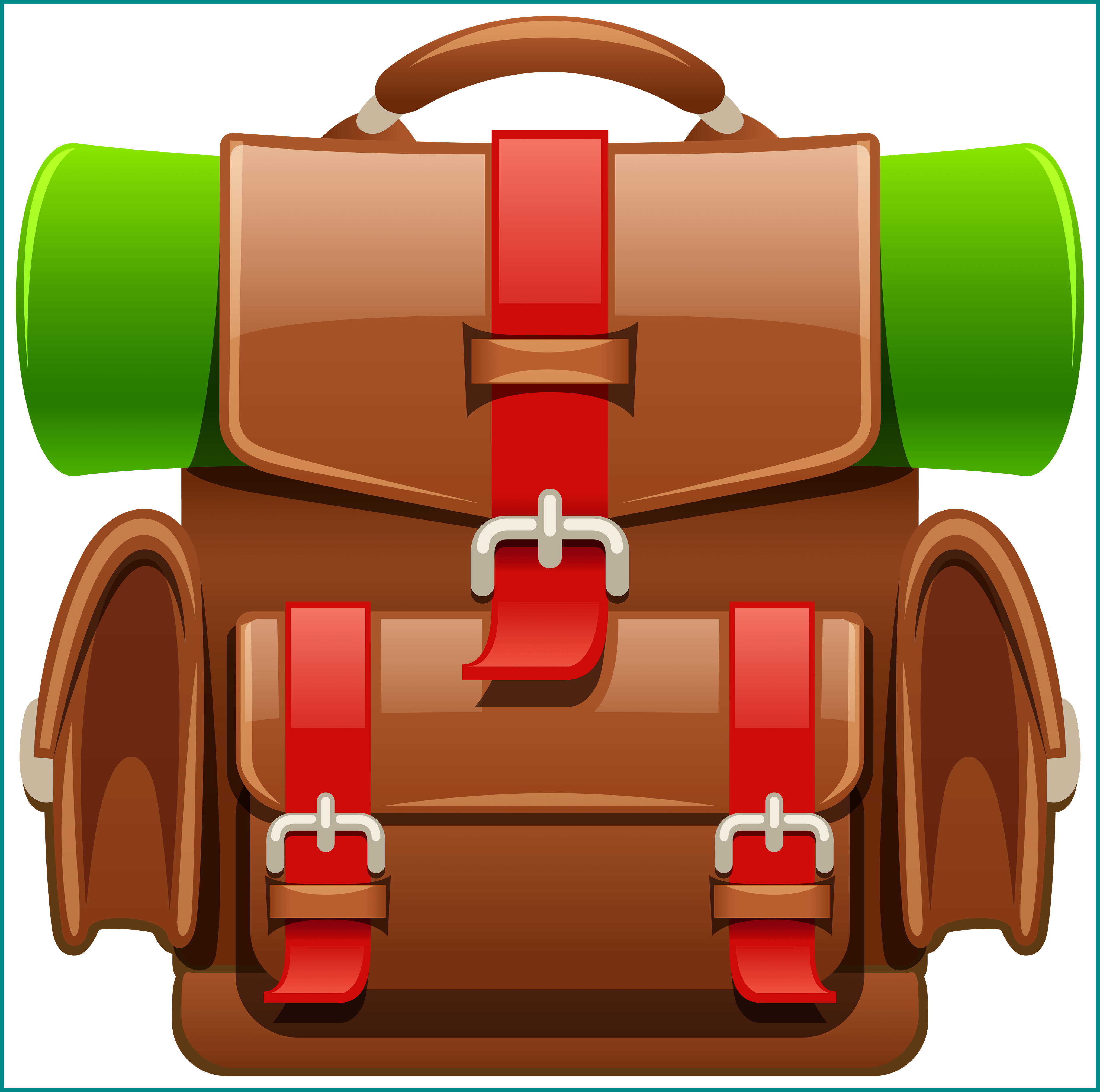 Brown Tourist Backpack Clipart Image - Backpack Png Clipart (4058x4030)