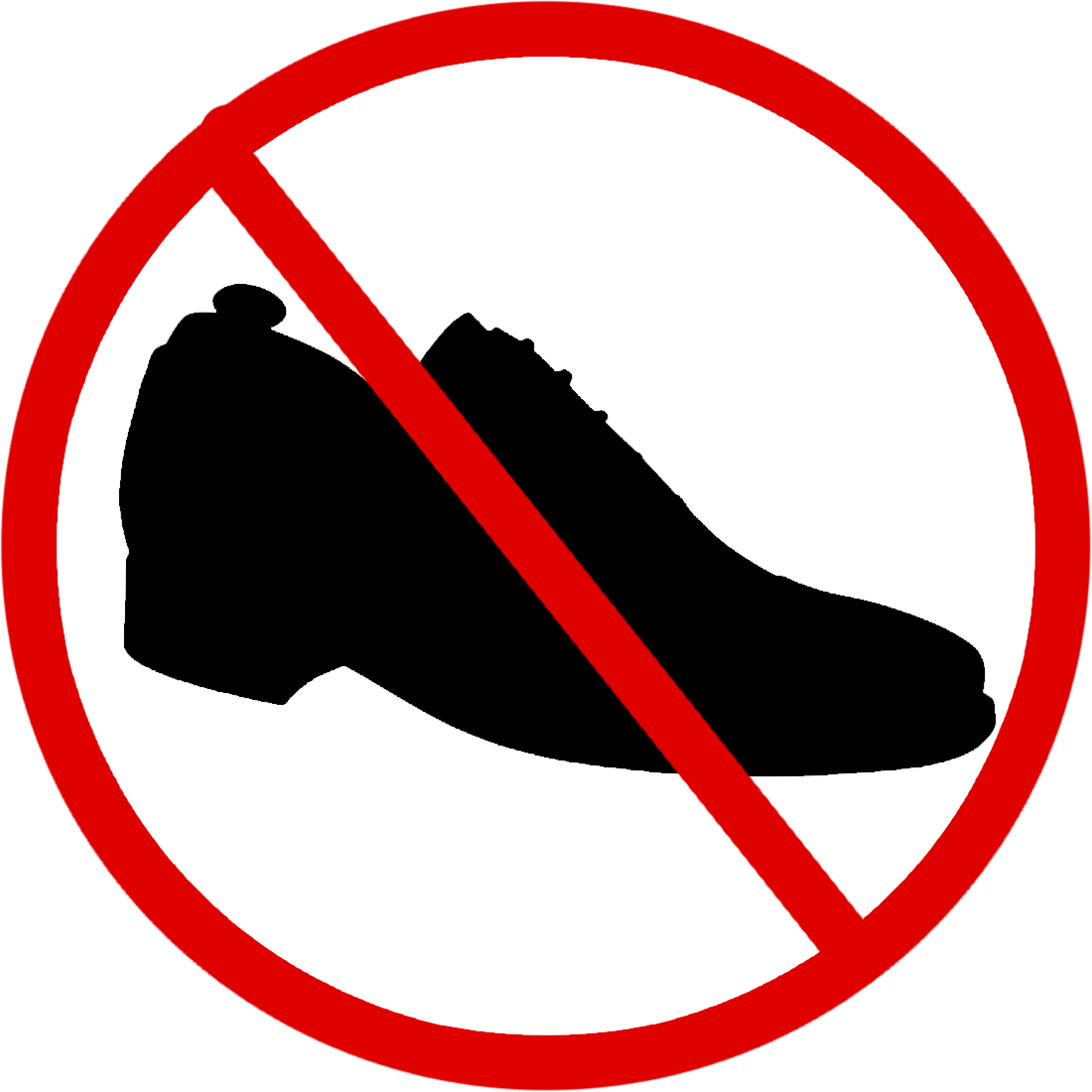 No Homework Clipart - Shoe Not Allowed Sign (1100x1100)