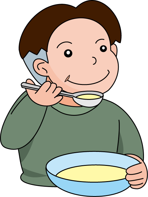 Free Soup Clipart The Cliparts - Eating With Spoon Clipart (476x633)