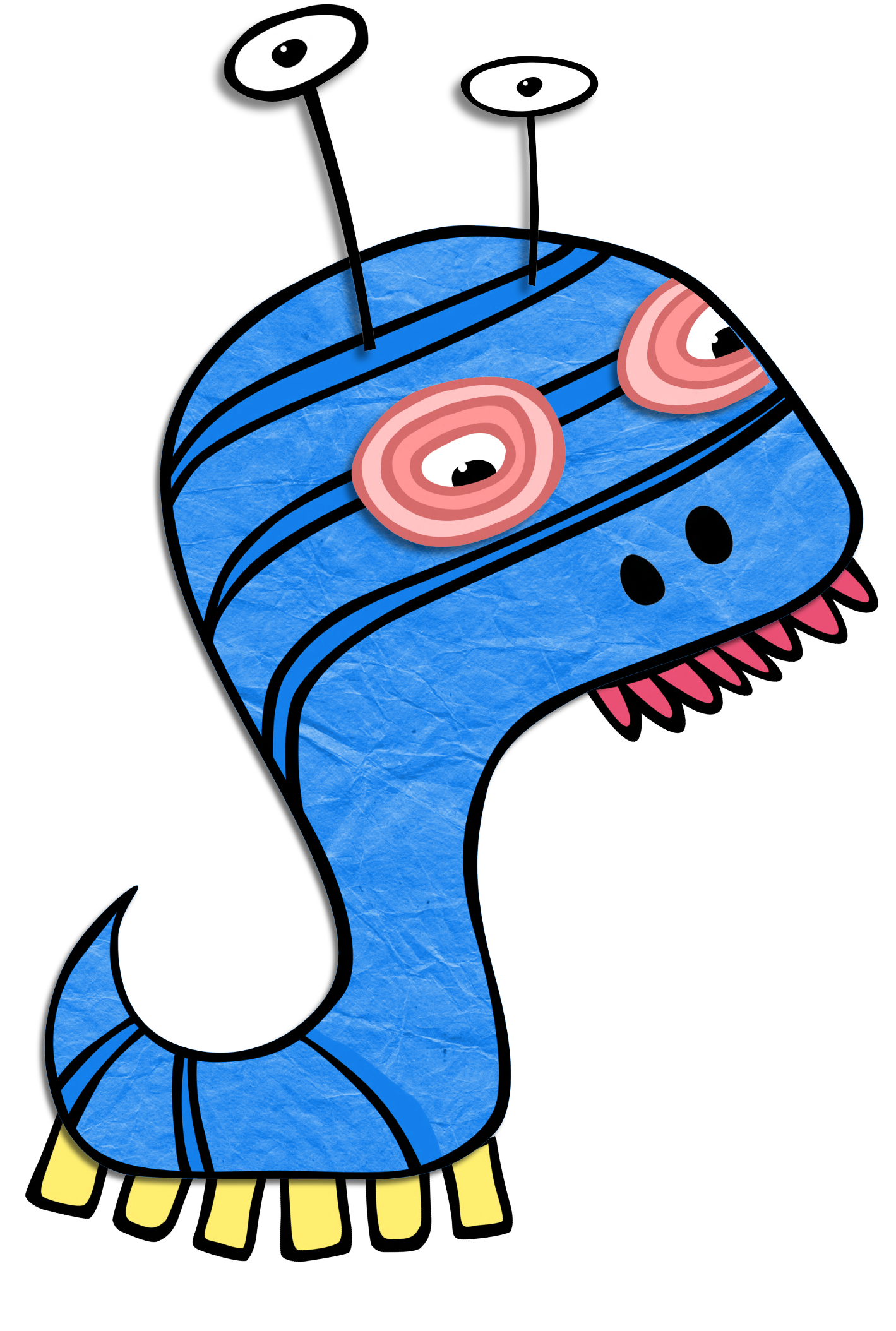 Monster Clip Art Kids Blue Antennae Cartoon - Monster Images For Kids (1419x2108)