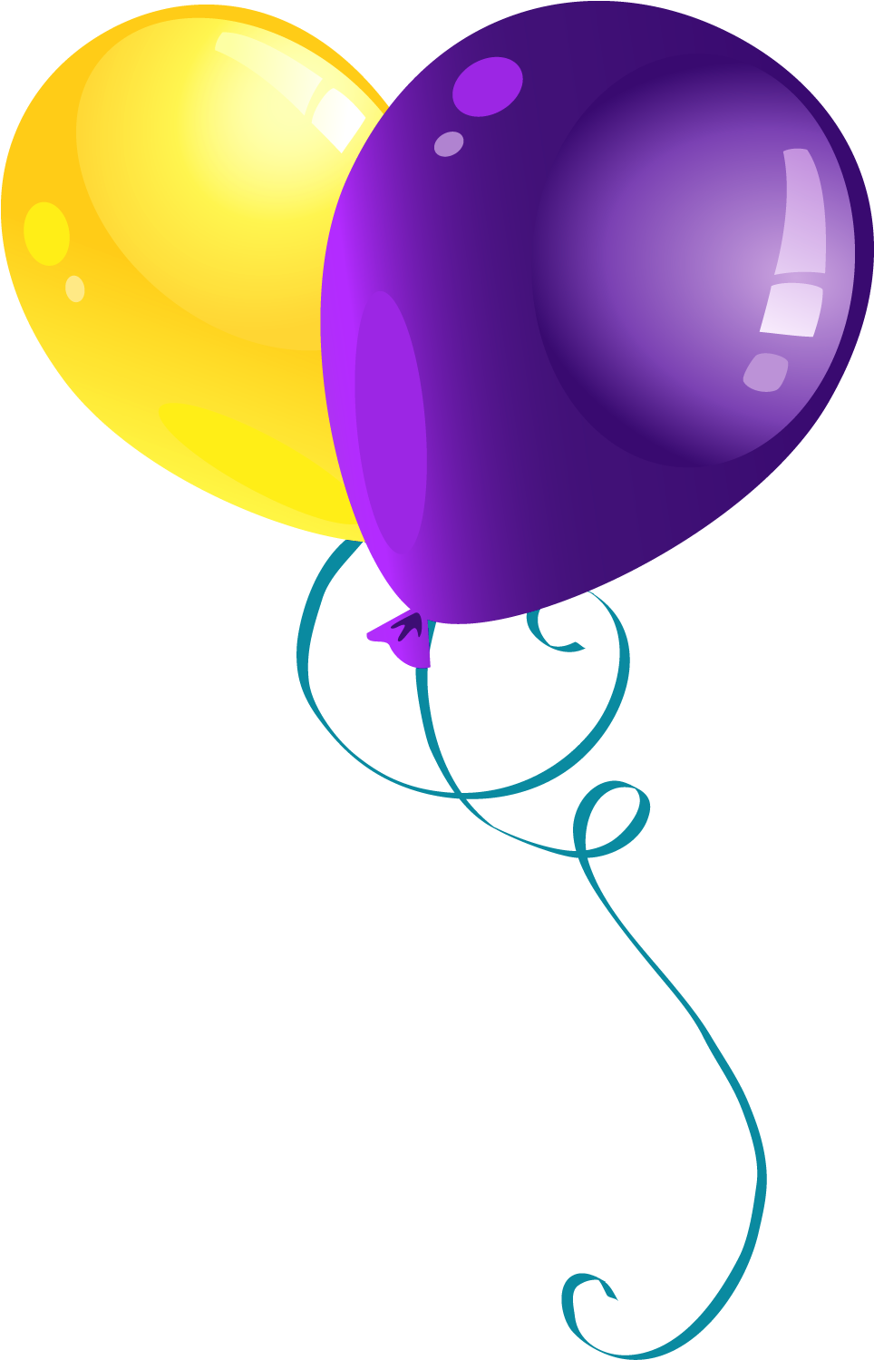 Yellow And Purple Balloons Png Clipart Picture - Purple & Gold Balloons (1027x1577)