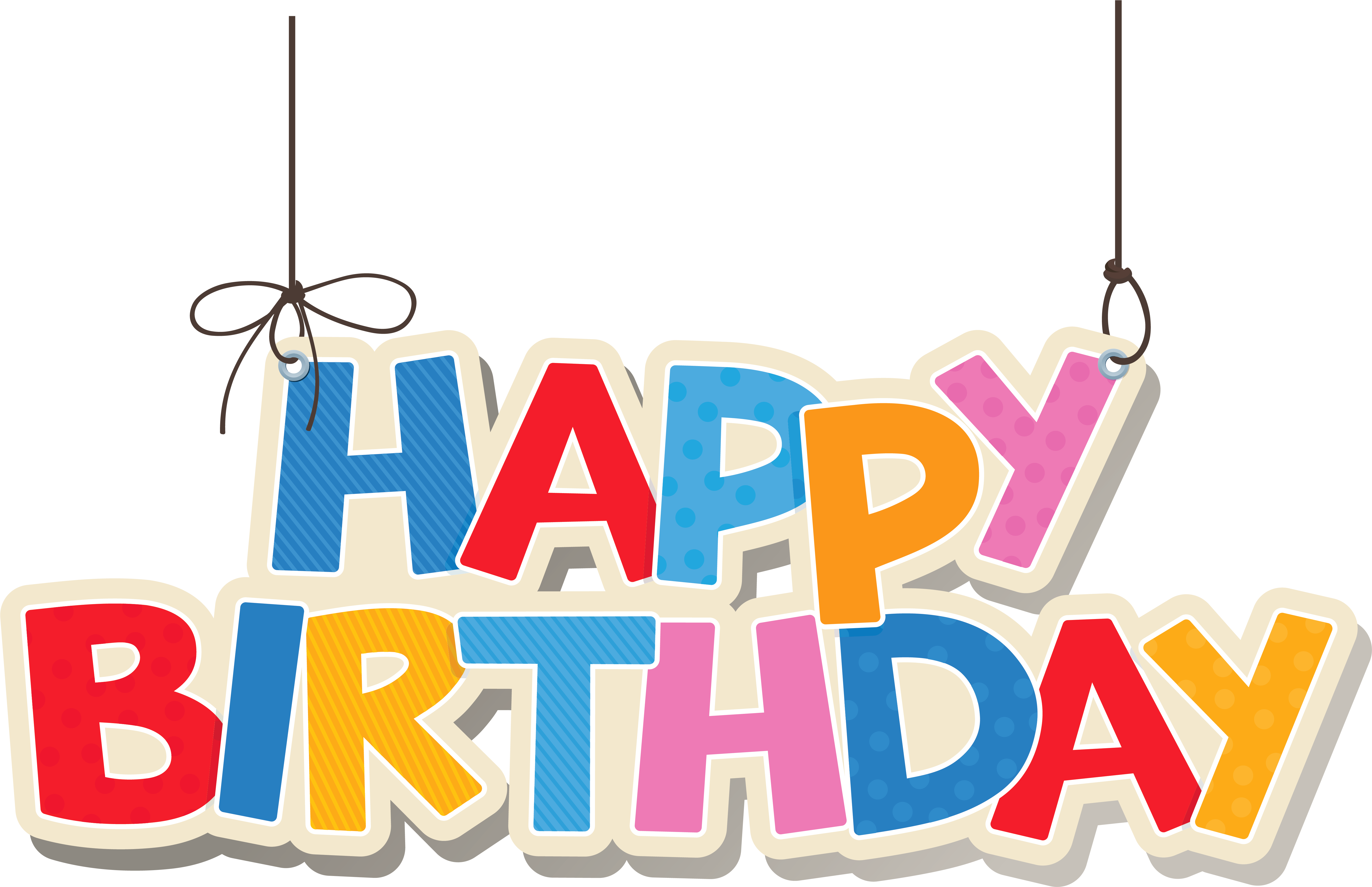 Hanging Colorful Happy Birthday Png Clipart Pictureu200b - Happy Birthday Text Png (6095x4173)