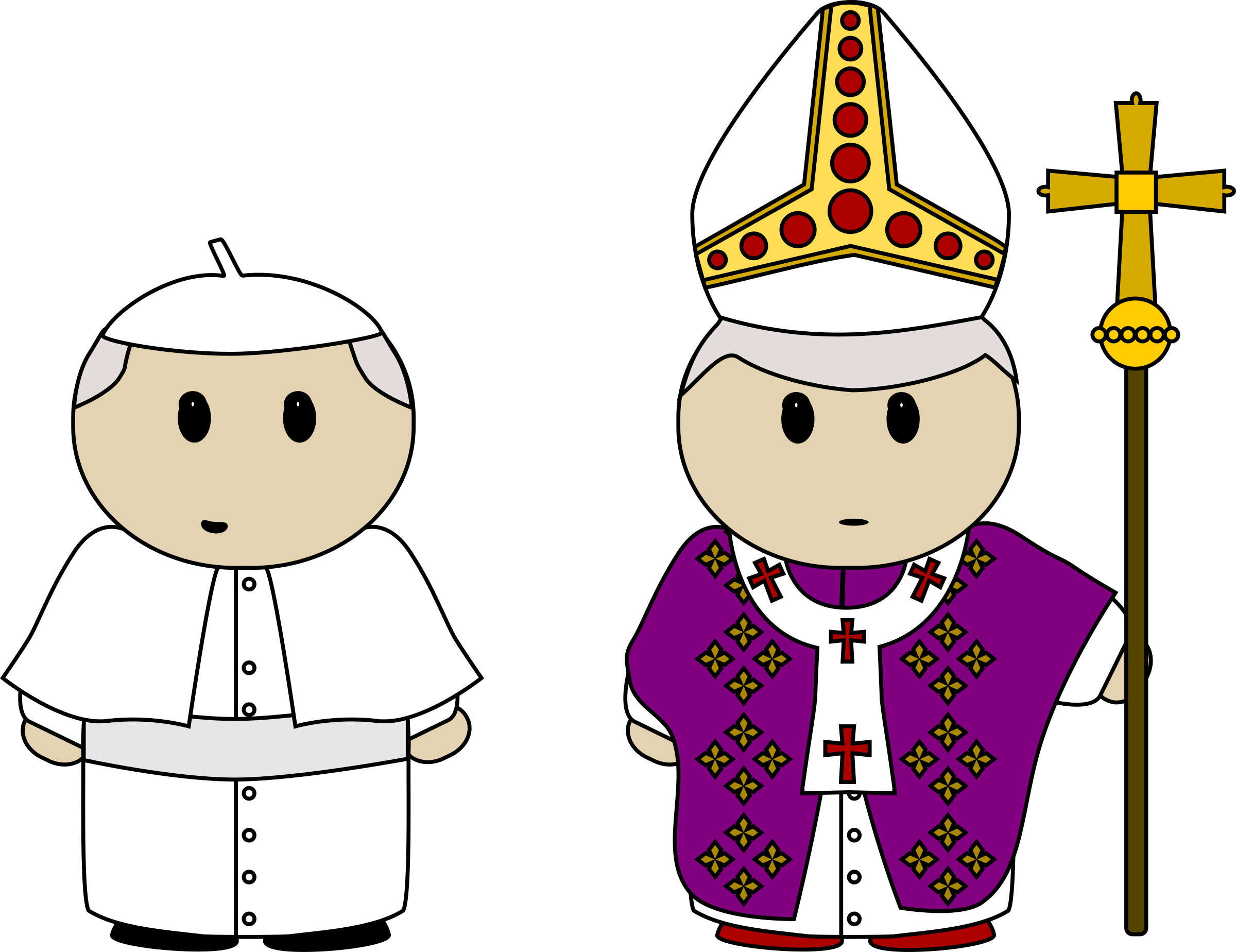 Benedict Cartoon Catholic Church Clothes Cross - Pope Clipart (2400x1848)