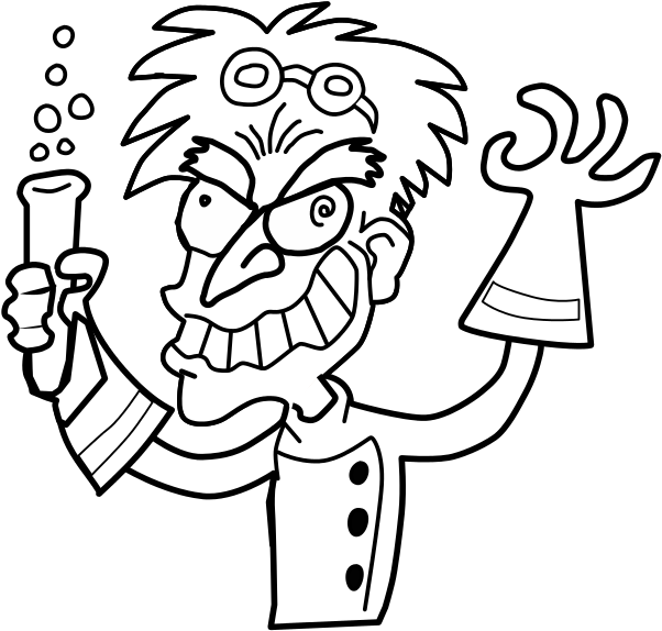 Gifted In France - Mad Science Coloring Page (641x600)