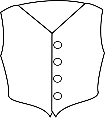Black And White Vest Clip Art - Vest Black And White (455x500)