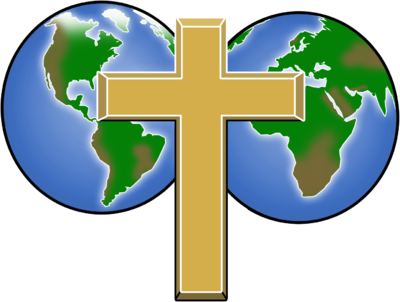 Cross Globe Clipart - World Globe With A Cross (400x302)