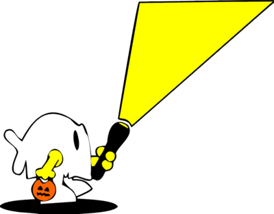 Flashlight Clip Art - Trick Or Treat With Flashlight (400x313)