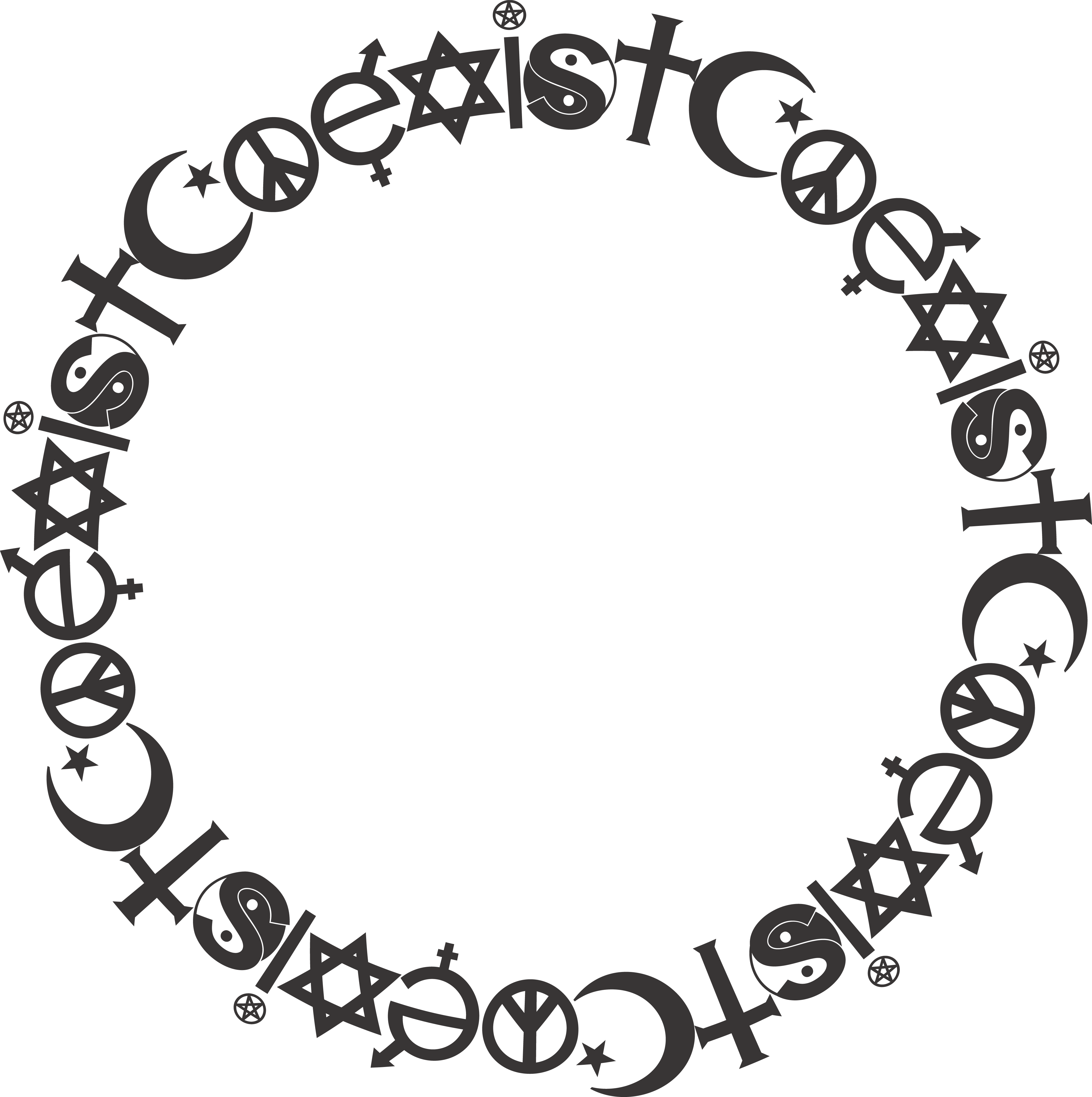 Free Clipart Of A Coexist Round Frame - Coexist Retro Trucker Hat - Embroidery (4000x4019)