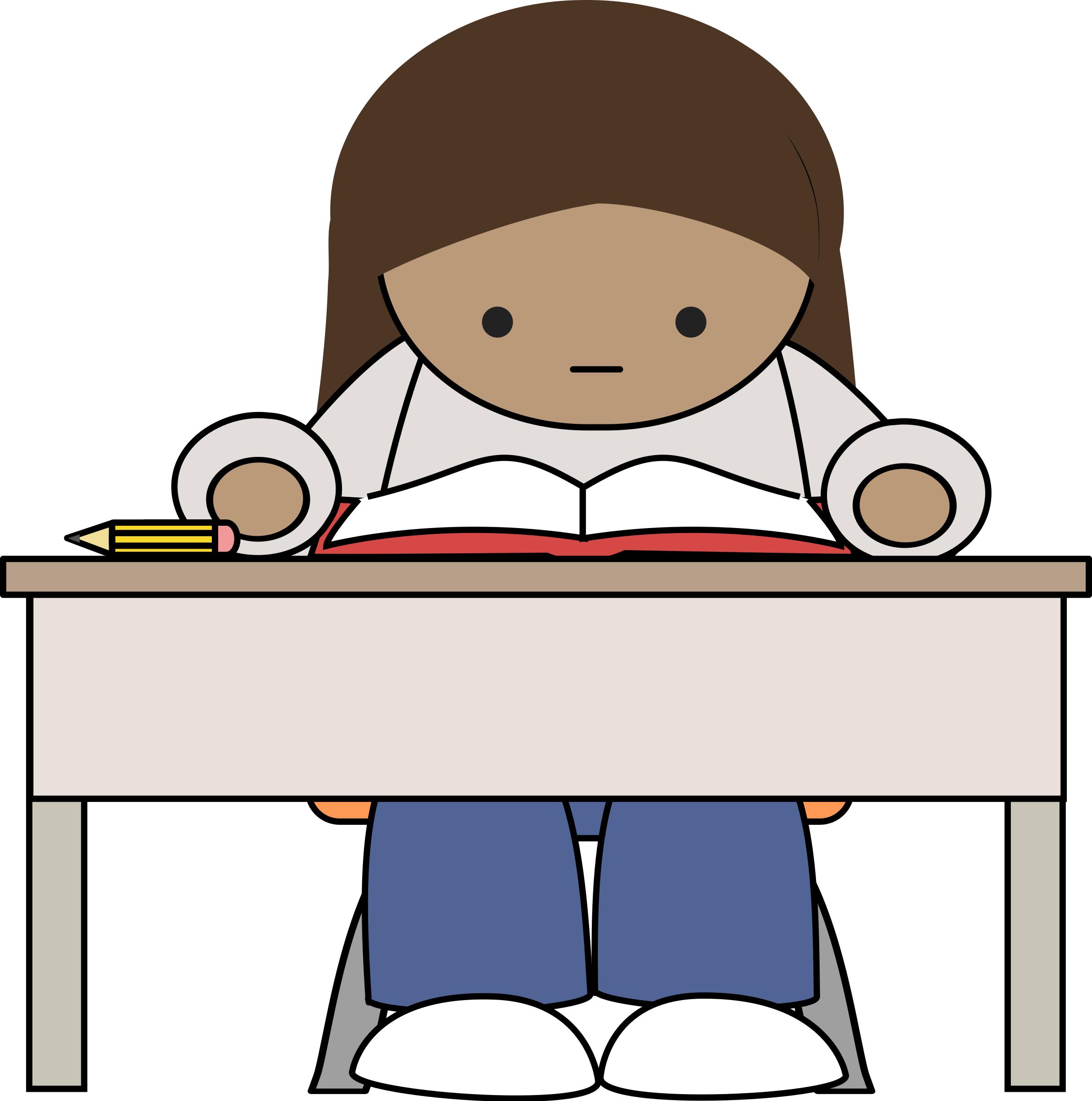 Big Image - Clipart Student Studying (2382x2400)