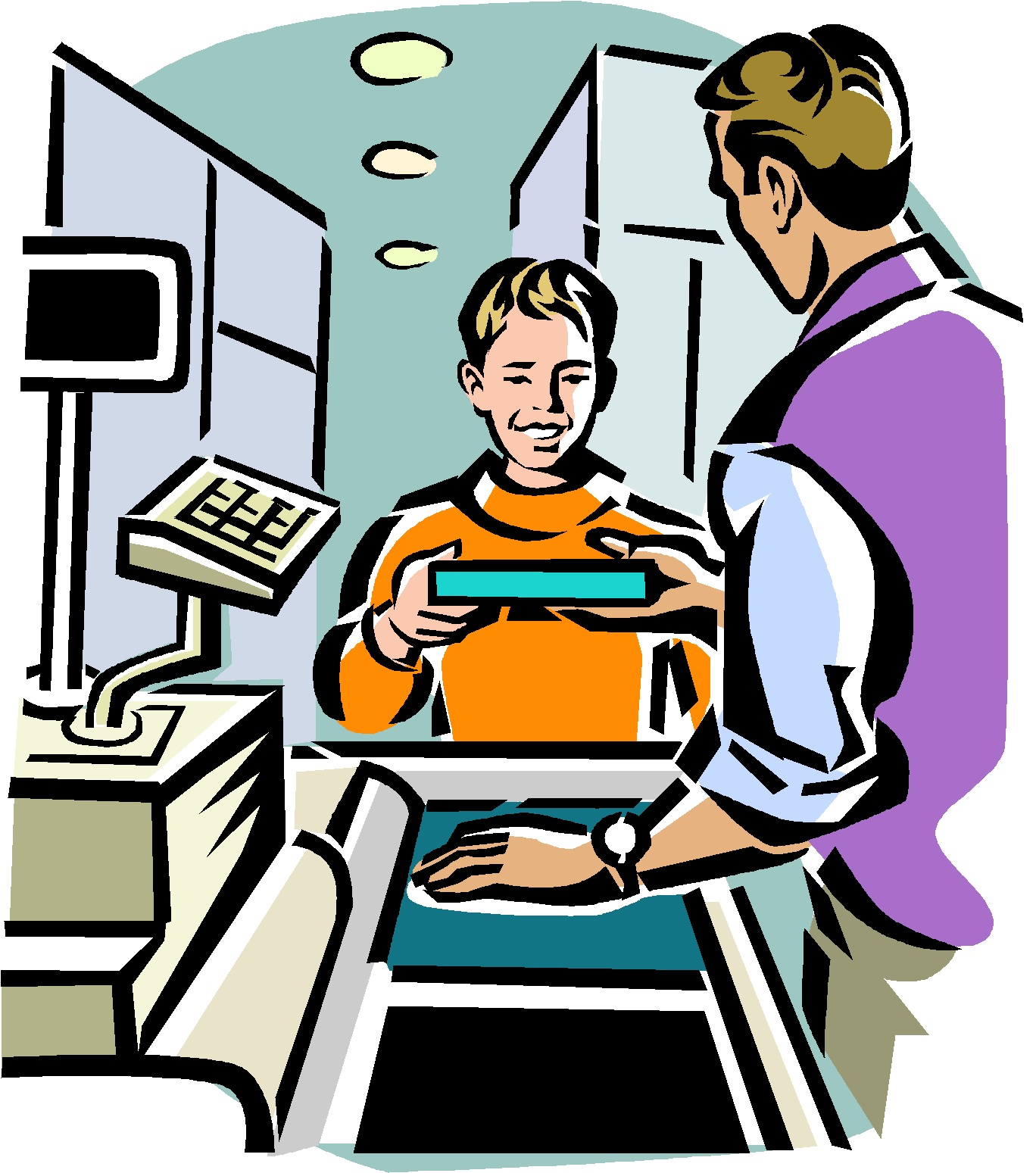 Buying Something Clipart - Buying A Book Clip Art (1444x1654)