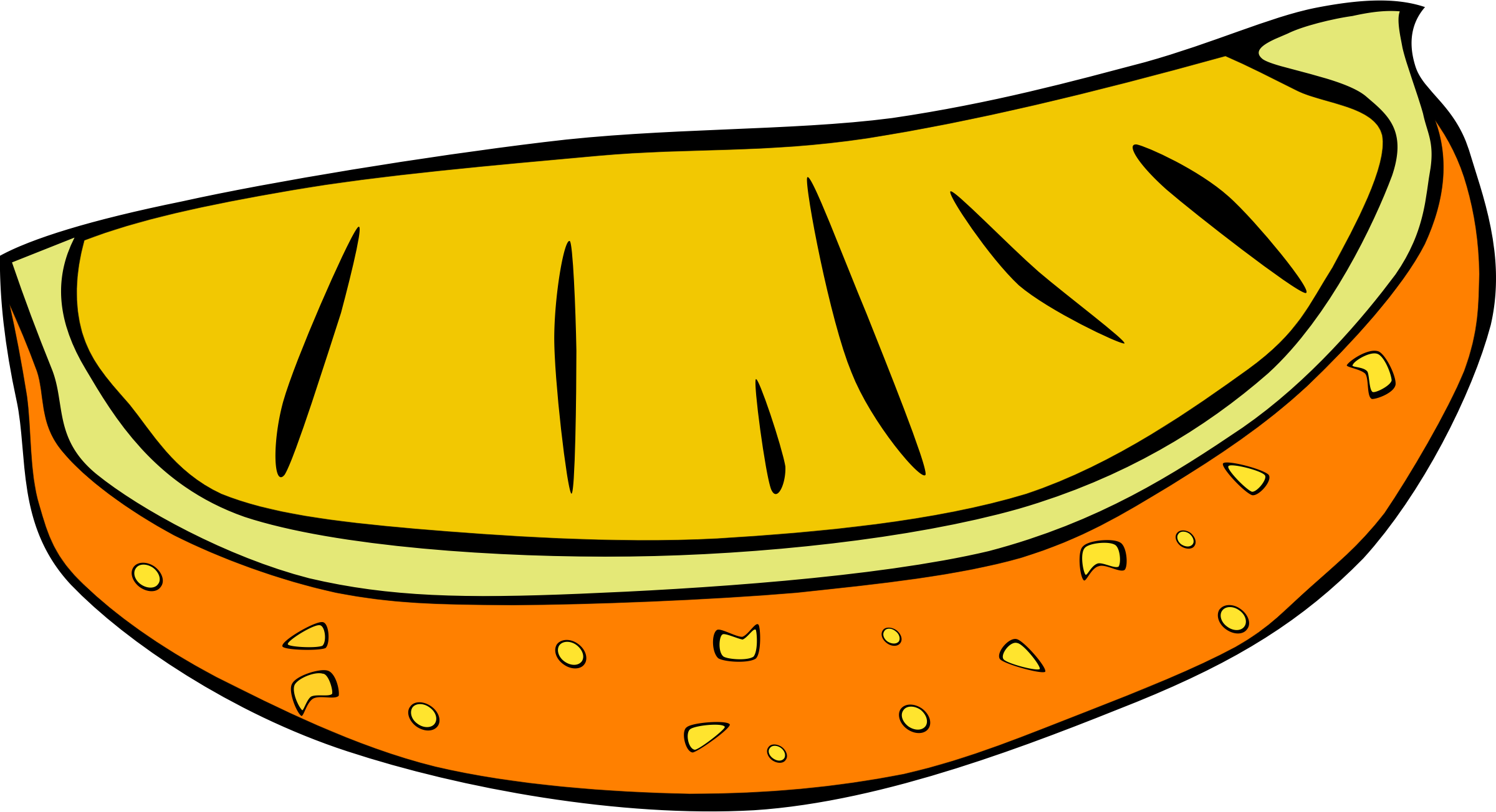 Food, Snack, Orange Slice - Orange Clip Art (2400x1304)