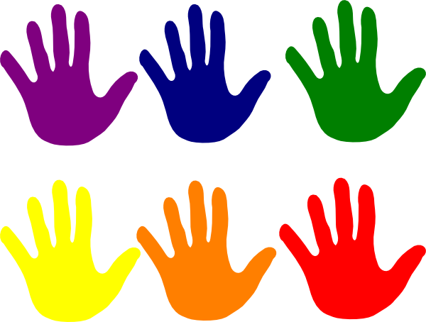 Clip Art Hand Print Ba Handprint Cliparts Free Download - Colorful Hands Clipart (600x454)