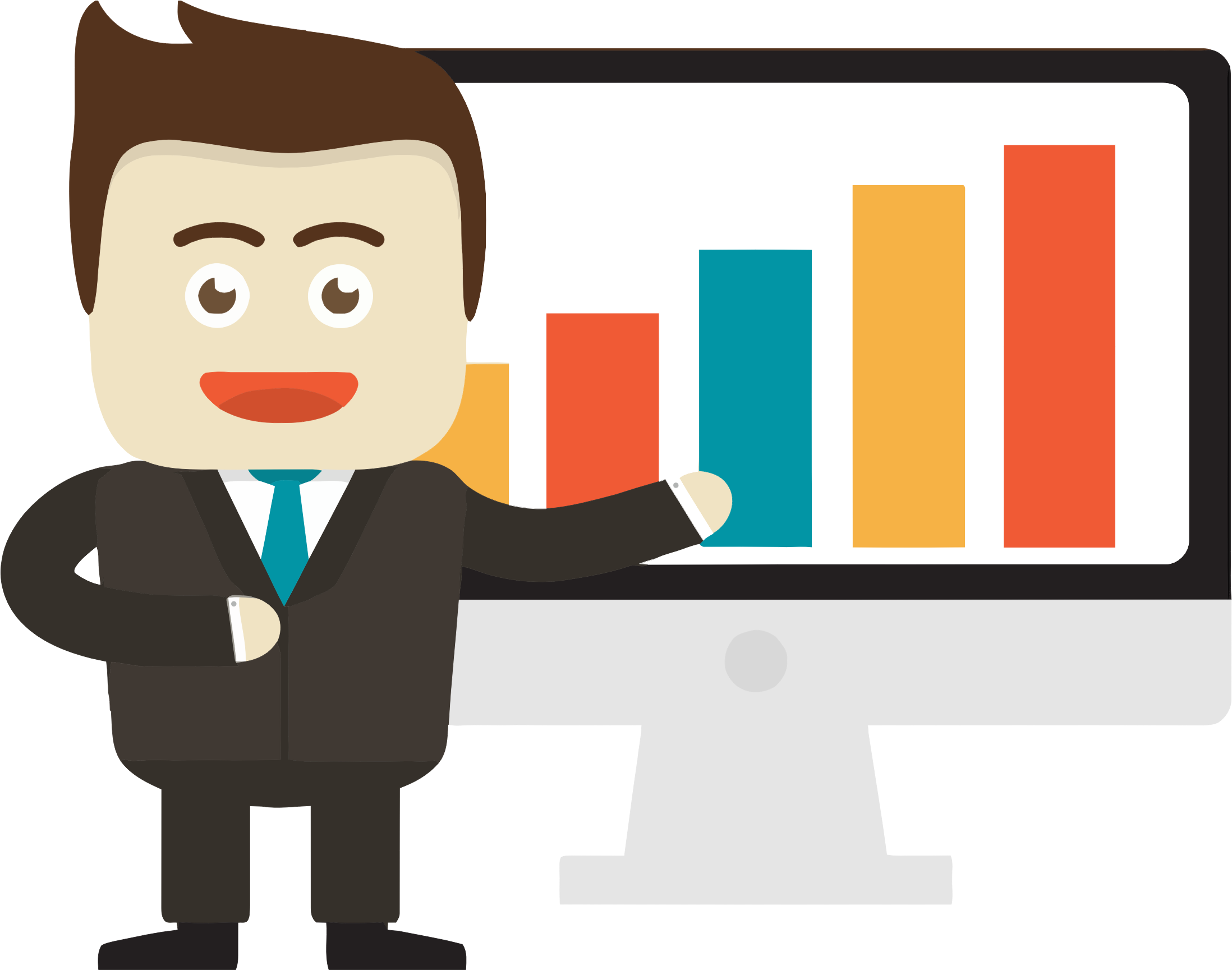 Businessman Pointing To Graph On Monitor Clipart Images - Businessman Clipart (2196x1729)