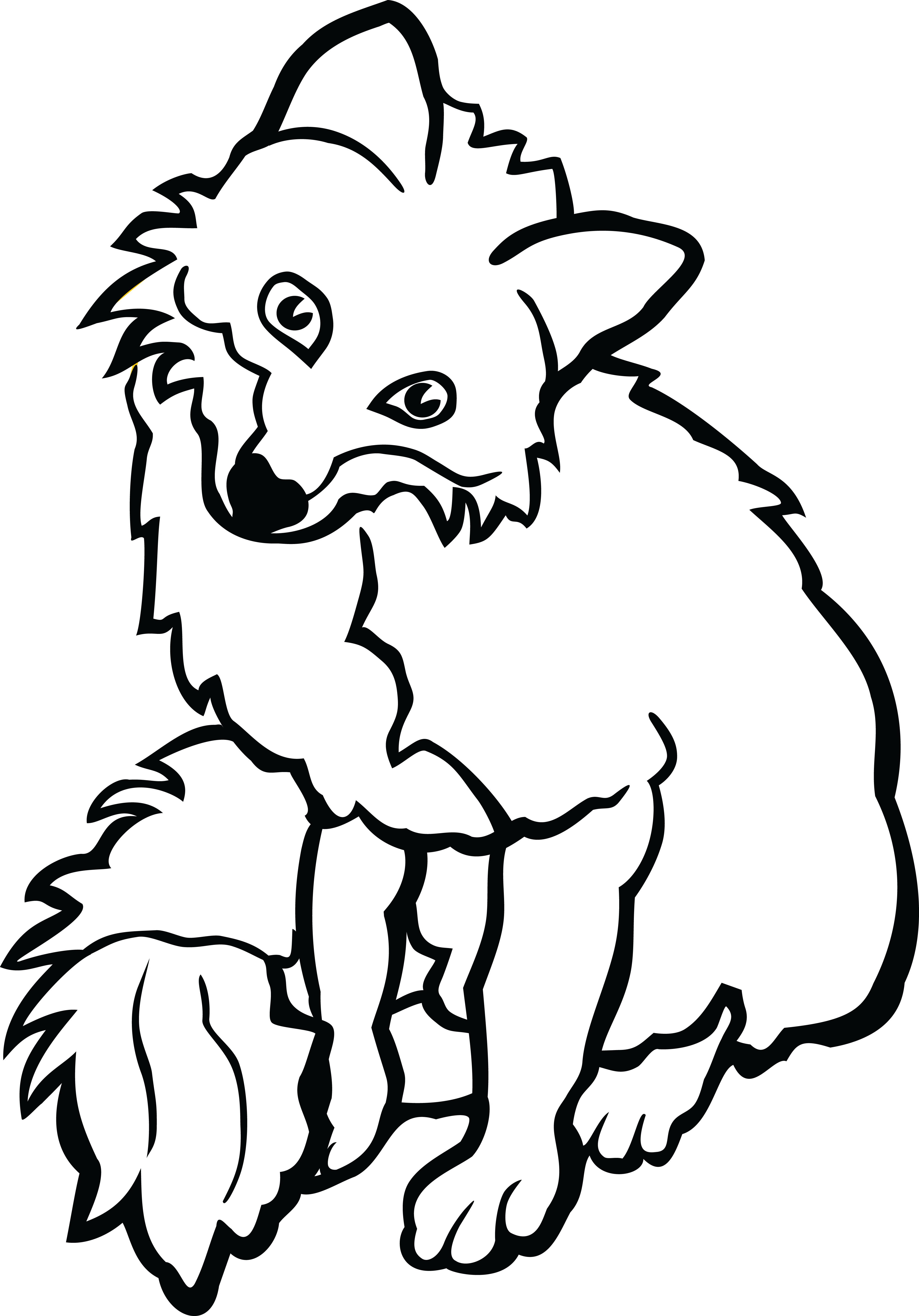 Free Clipart Of A Fox - Fox Black And White Clipart (4000x5726)