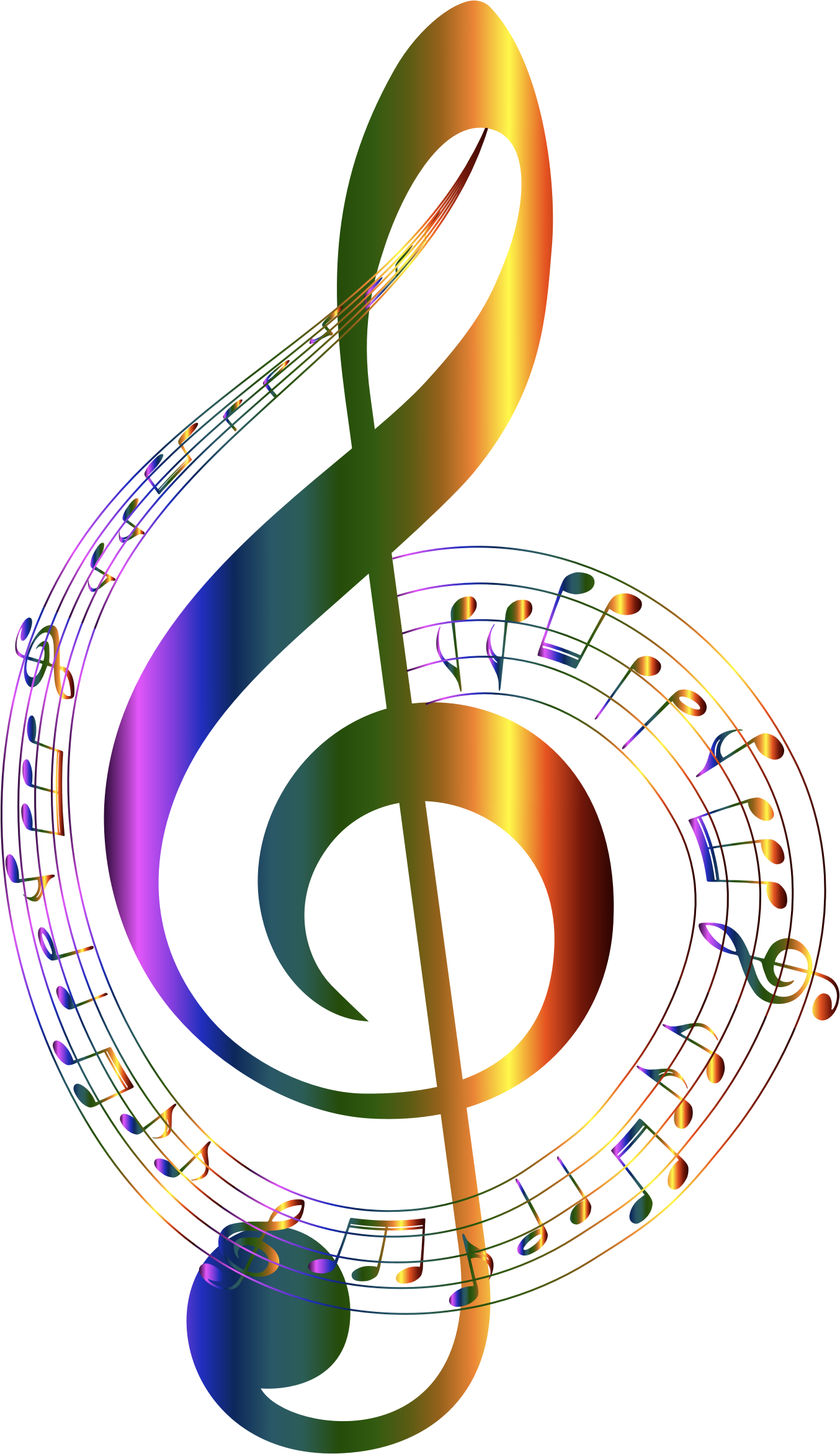 Chromatic Musical Notes Typography No Background Clipart - Transparent Background Music Notes (1354x2342)
