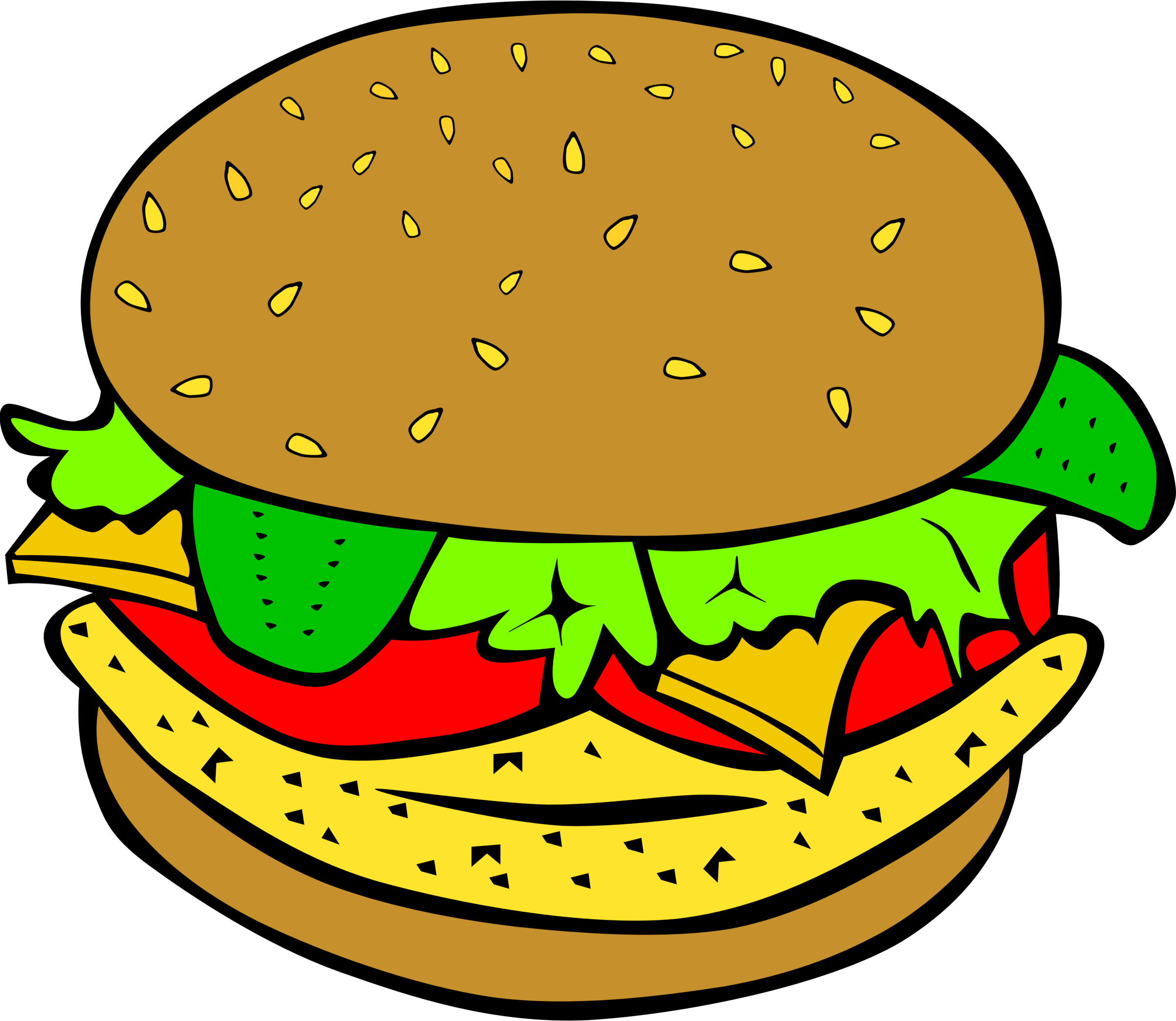 Fast Food, Lunch-dinner, Chicken Burger Clipart Images - Food Clipart (2400x2083)