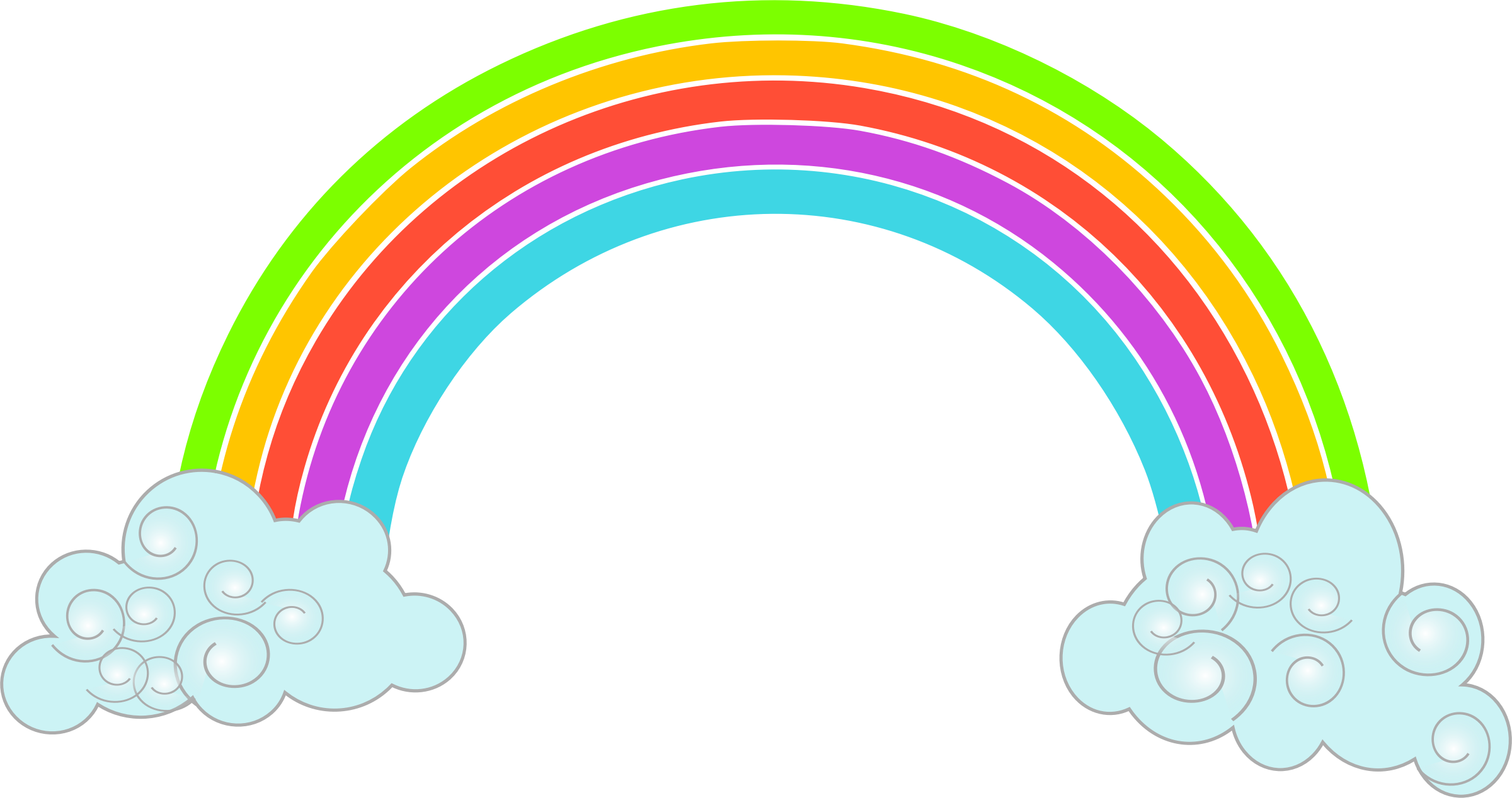 Cartoon Rainbow - Rainbow Png Clipart (2400x1268)