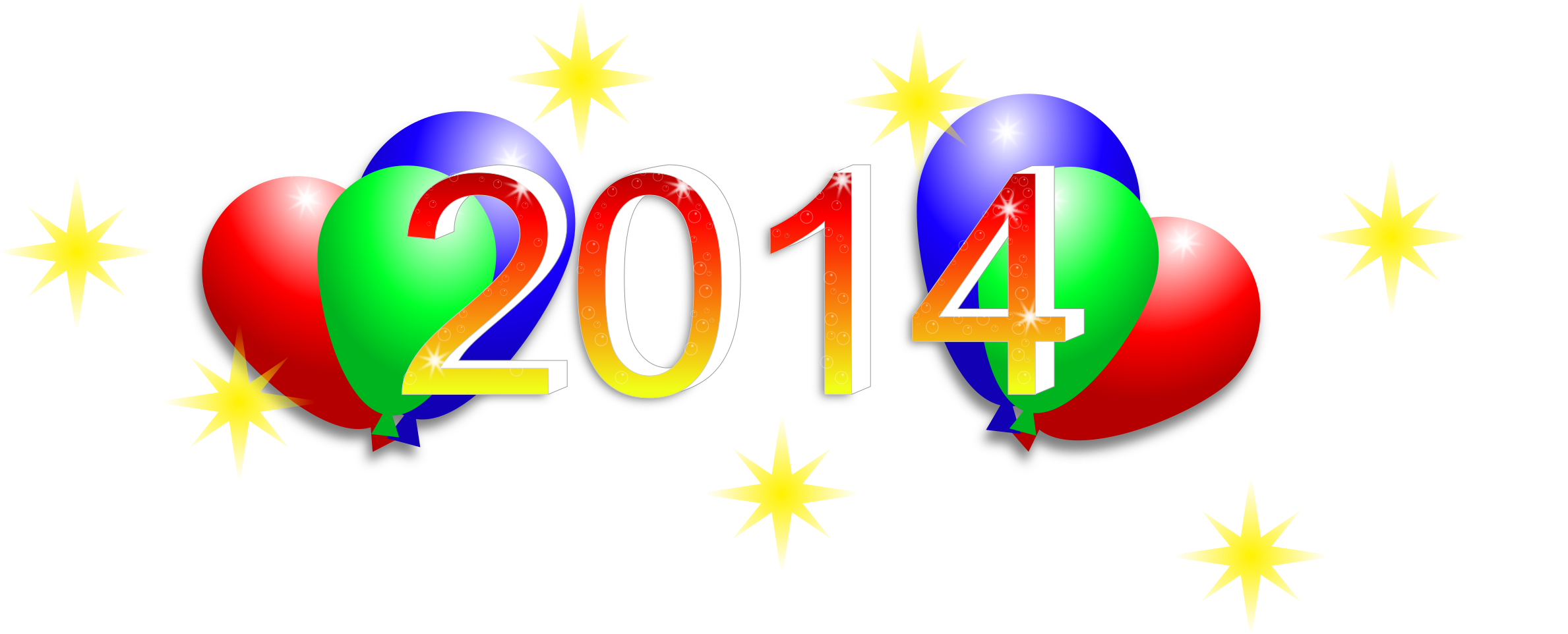 Clipart Happy New Year - 2014 Clipart (2400x985)