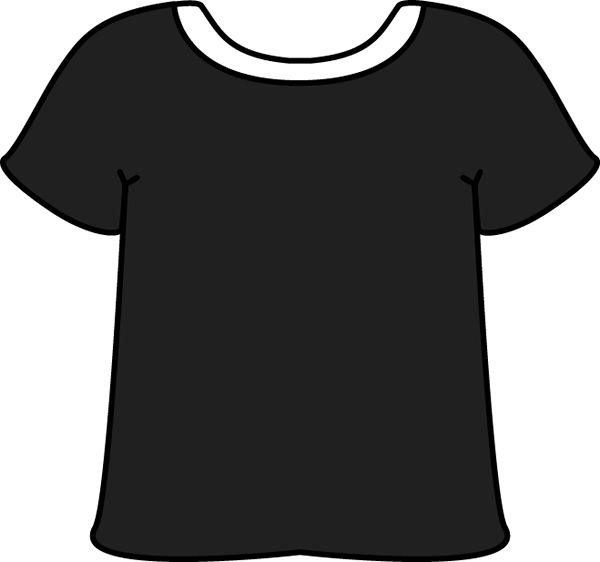 Black Tshirt With White Collar With White Collar - Clip Art (600x562)