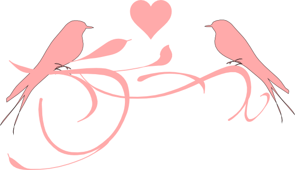 Lovebird Clipart Pink Bird - Clip Art Love Birds (600x346)