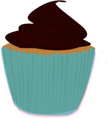 Turquoise Brown Cupcake Clip Art By Wisp-stock - Clip Art (427x422)