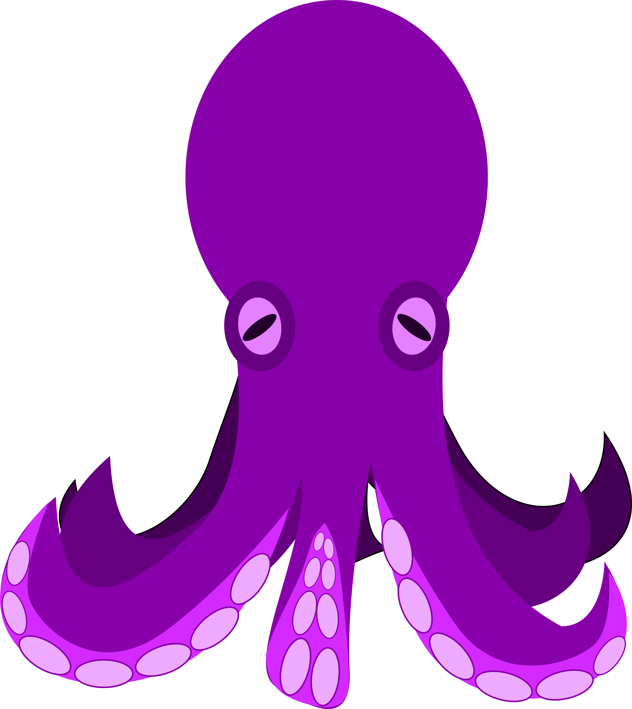 Octopus Clipart - Purple Clipart (2139x2400)