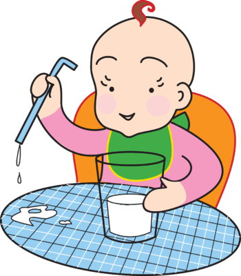 Clipart Of Baby Drinking Milk Image With Glass Clip - Drinking Milk Clipart Free (350x400)