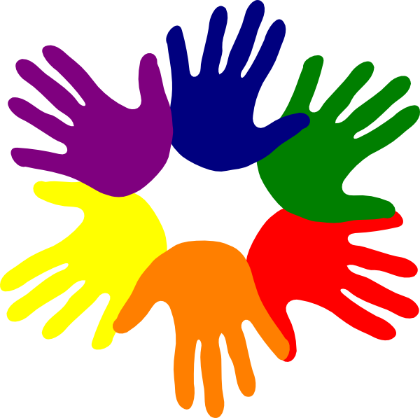 Colorful Hands Clipart Png (600x597)
