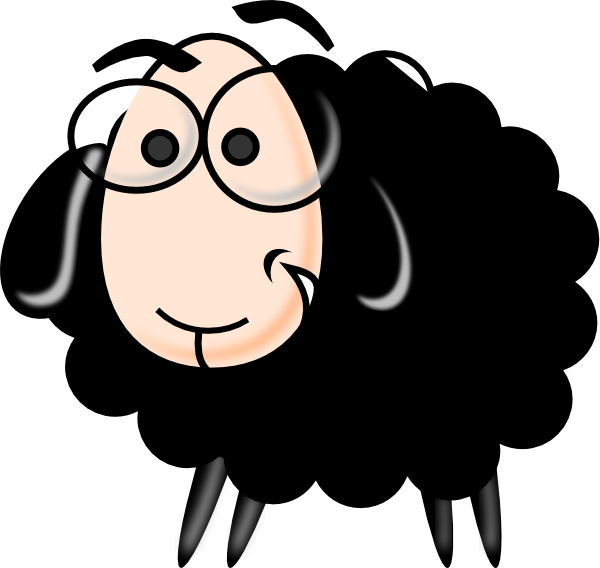 Black White Clipart Sheep (600x568)
