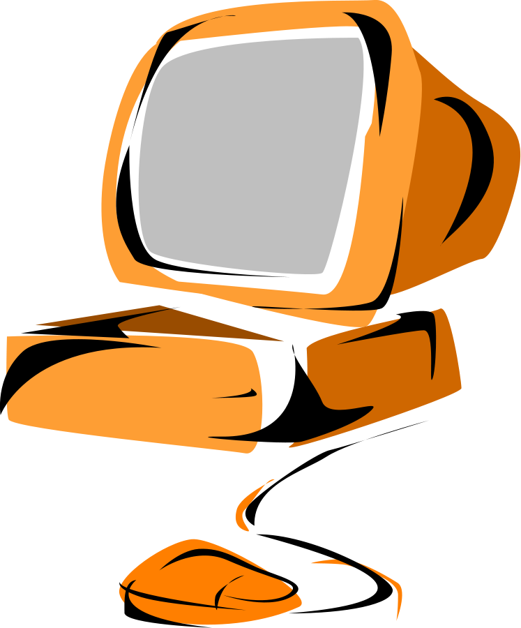 Computer 05 Clipart, Vector Clip Art Online, Royalty - Computer Clip Art Orange (747x900)