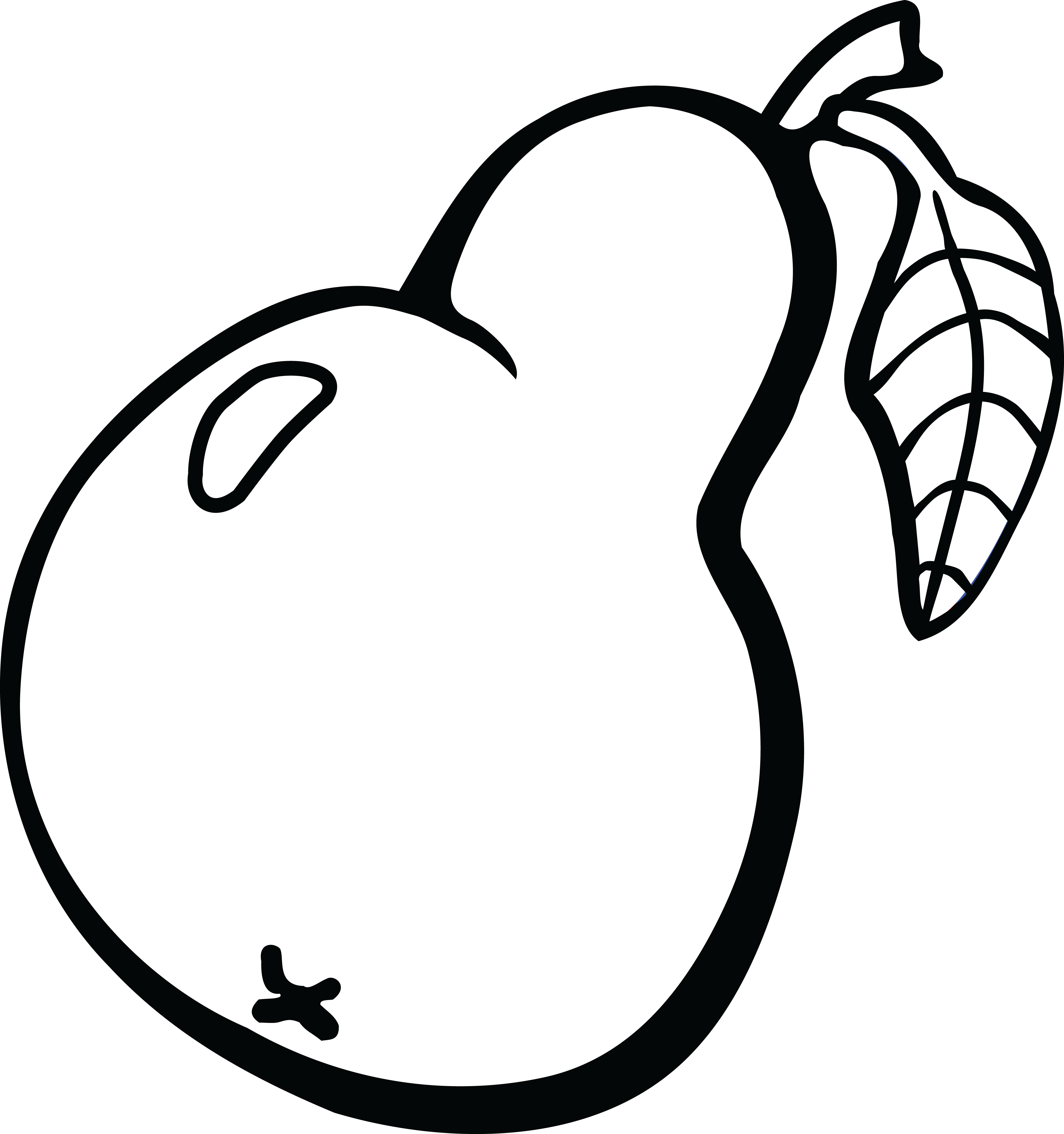 Free Clipart Of A Pear - Pear Black And White (4000x4262)