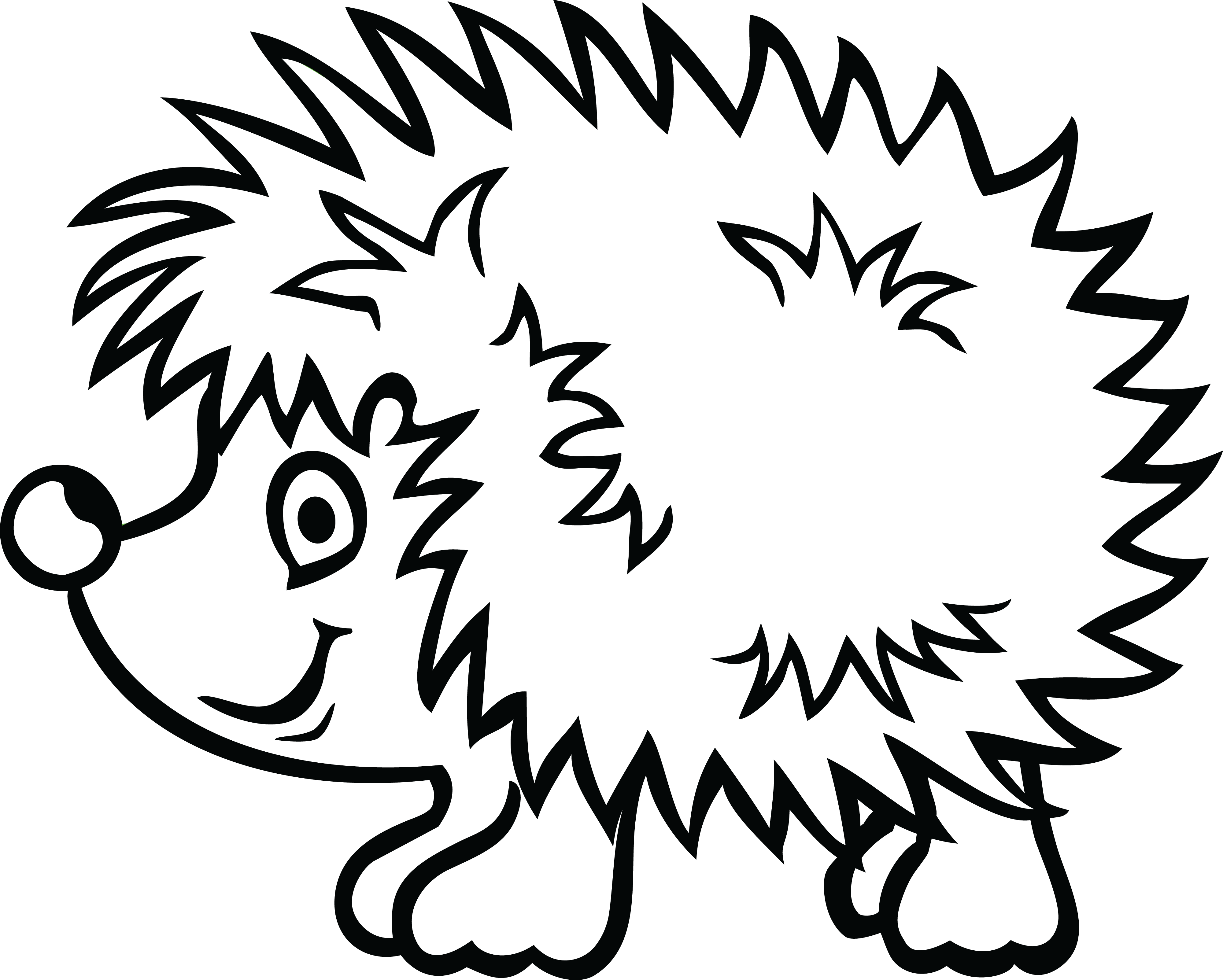 Free Clipart Of A Hedgehog - Hedgehog Black And White (4000x3206)